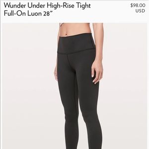 Wunder Under Lulu lemon high rise 28” leggings